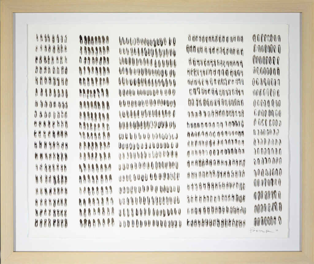 Abstract minimalism lined black and white art made with ink on paper