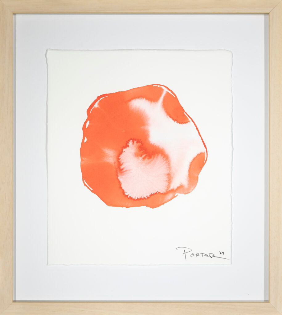 Pink orange ink abstract art on paper