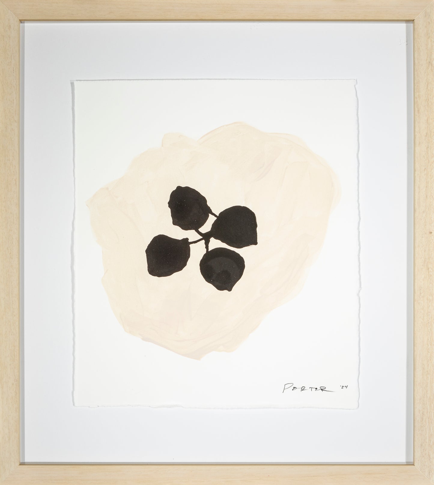 Minimalism abstract black and white art with mixed media on paper