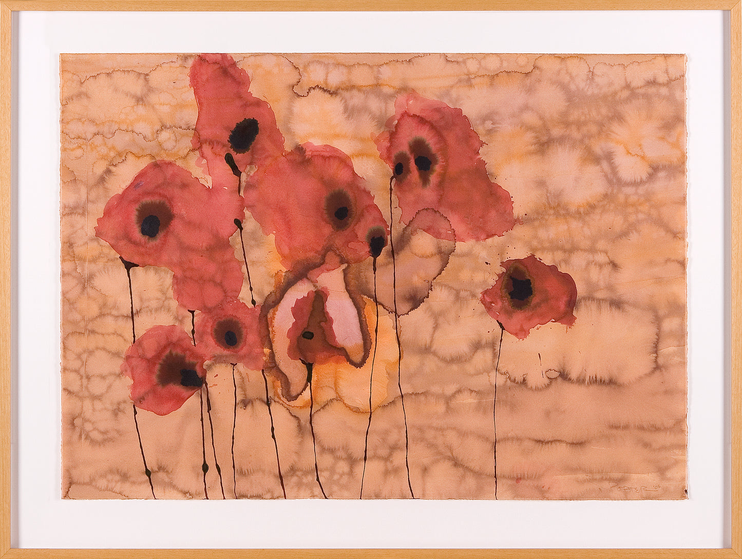 Floral artistic abstract painting mixed media on paper