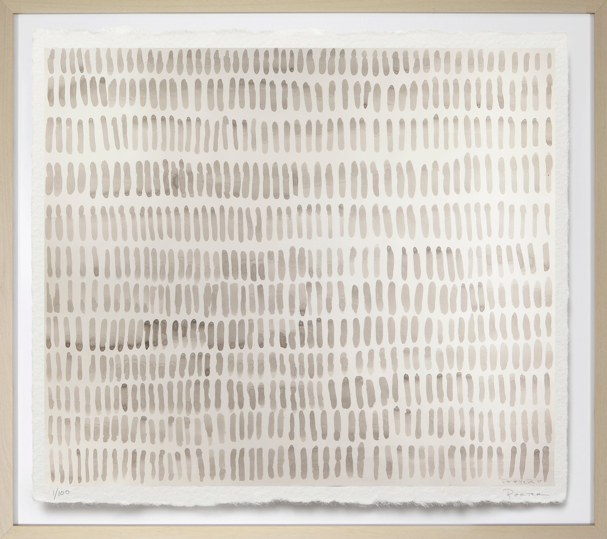 Abstract art piece with horizontal brush strokes on a white background