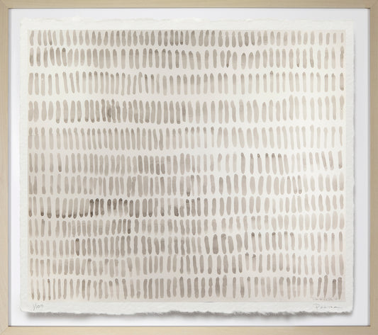 Abstract art piece with horizontal brush strokes on a white background