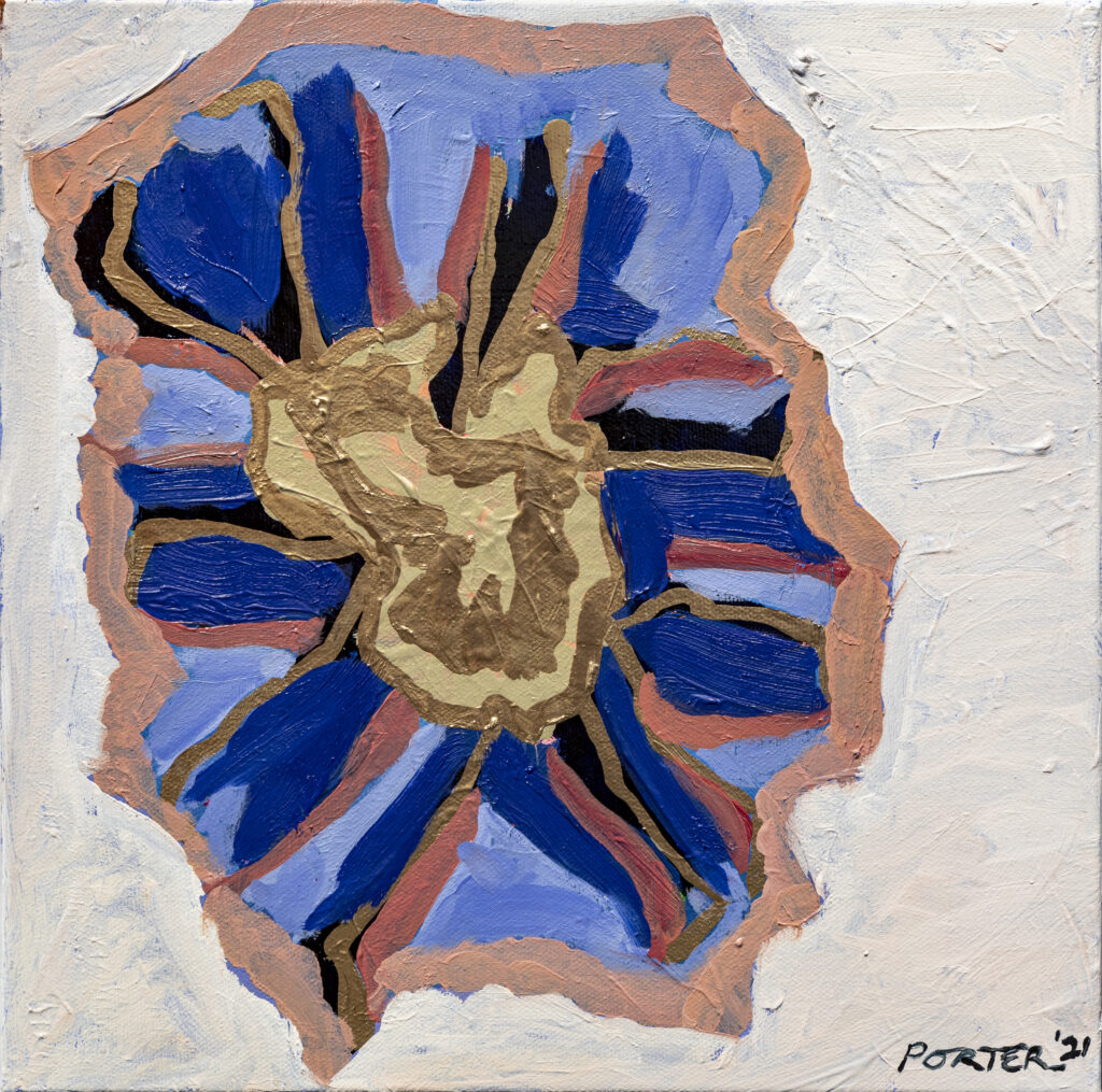 Abstract oil painting floral on 12x12 canvas