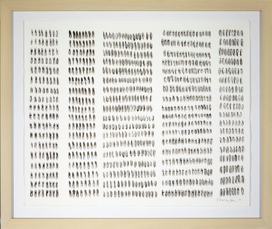 Abstract minimalism lined black and white art made with ink on paper