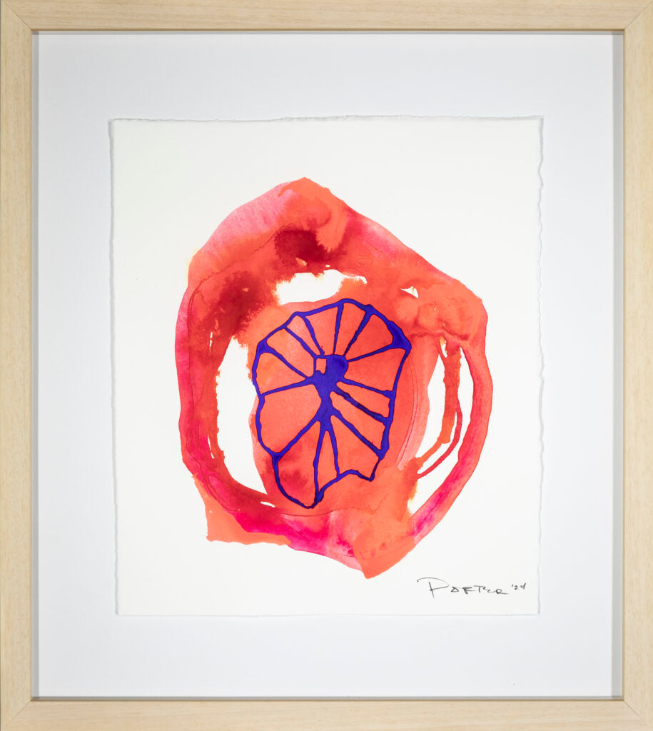 Vibrant abstract pink and purple ink painting on paper