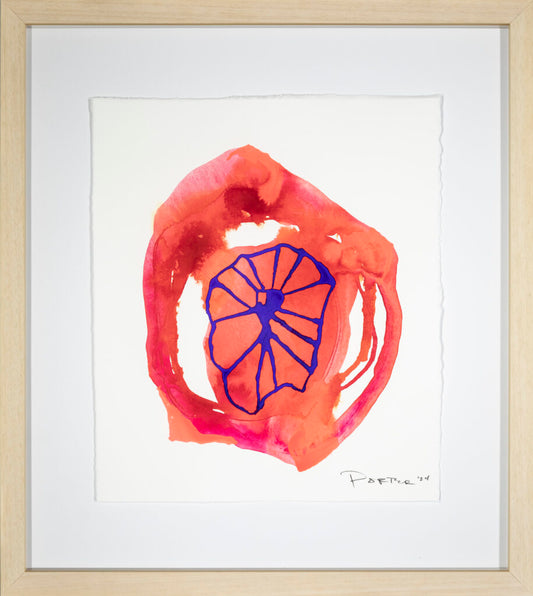 Vibrant abstract pink and purple ink painting on paper