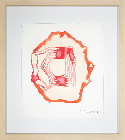 Vibrant abstract pink and white ink painting on paper