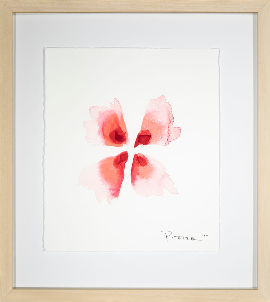 Vibrant abstract pink floral ink painting on paper