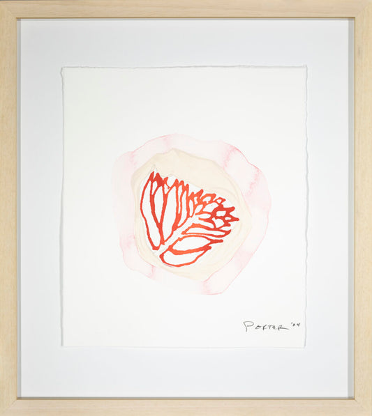 Abstract colorful pink floral ink artwork on paper