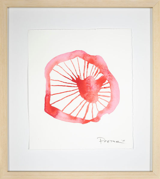 Abstract vibrant pink ink on paper artwork