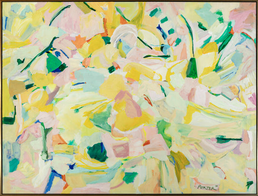 Colorful abstract vibrant acrylic and oil painting on canvas