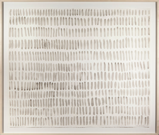 Minimalism Abstract art with grey horizontal brush strokes on a white background on paper with mixed media