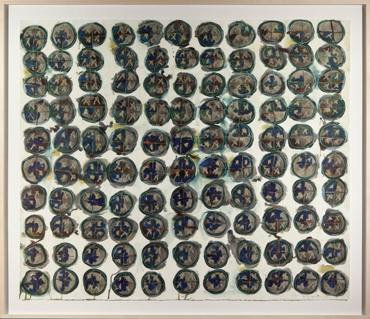 Abstract geometric art painting mixed media on paper