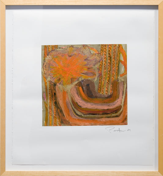 Abstract floral art painting on paper with mixed media