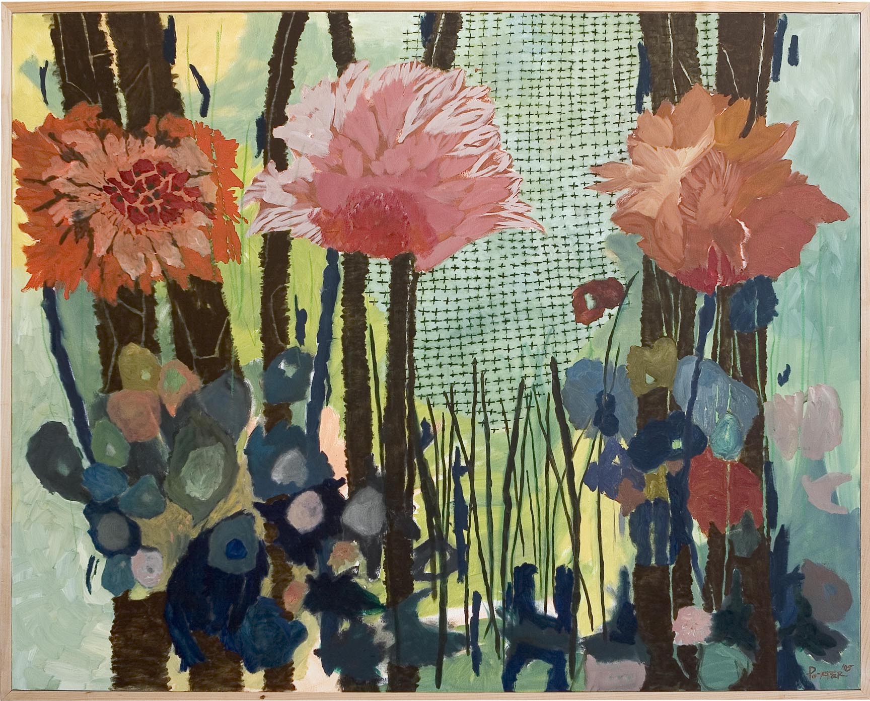 Abstract art colorful botanical floral acrylic painting on canvas