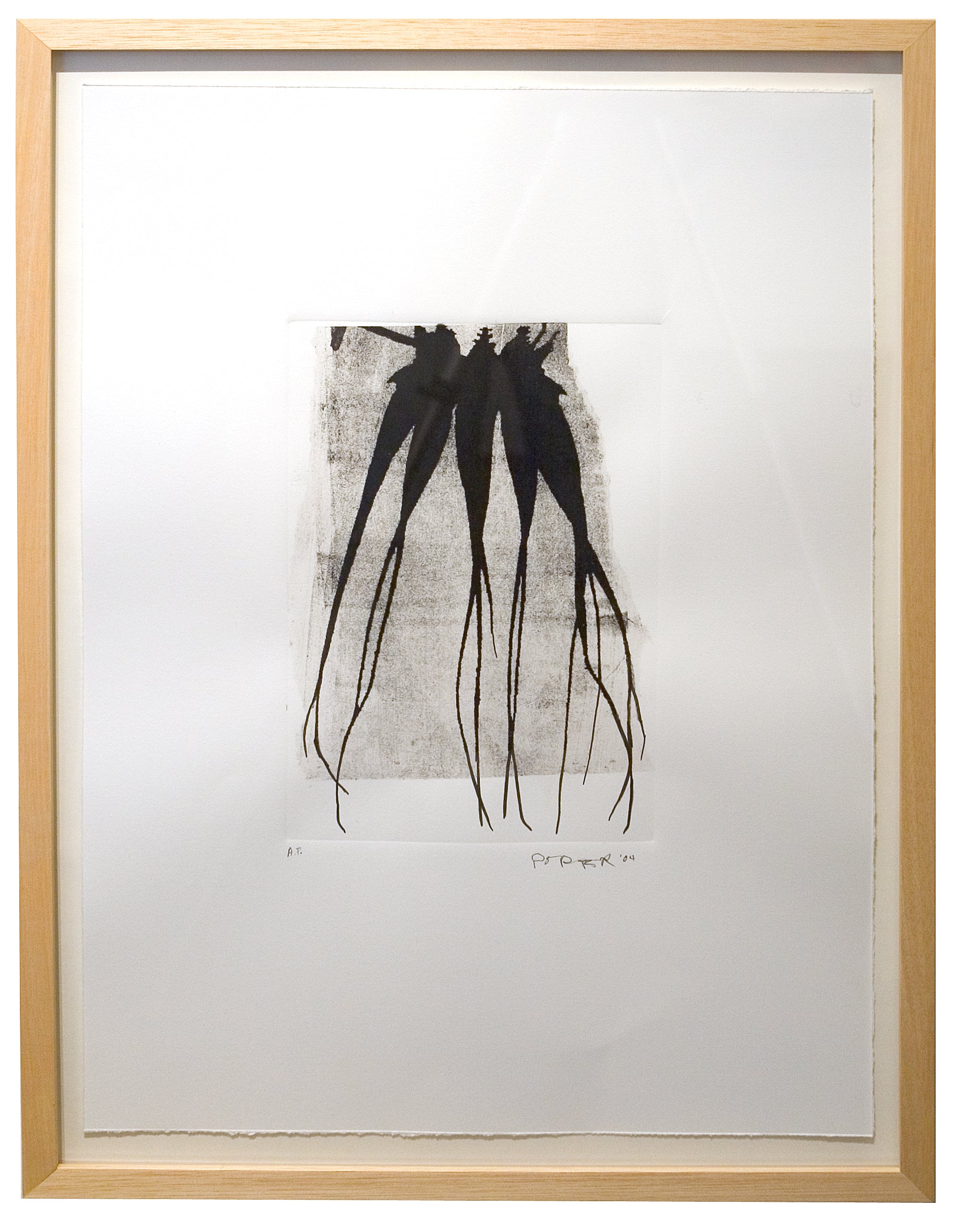 Framed abstract minimalistic artwork made with mixed media on paper
